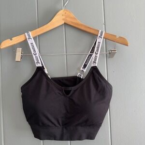 Juicy Couture black bralette top logo straps Y2K lingerie crop tank 2X‎